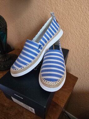 Cole Haan Womens Ella Grand Canvas Striped Espadrilles Blue 10.5